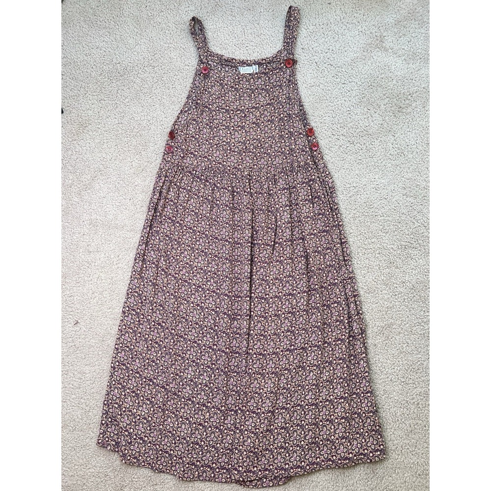 Komil Honolulu Hawaii Vintage 80's Rayon Floral Purple Peasant Sundress Sz M